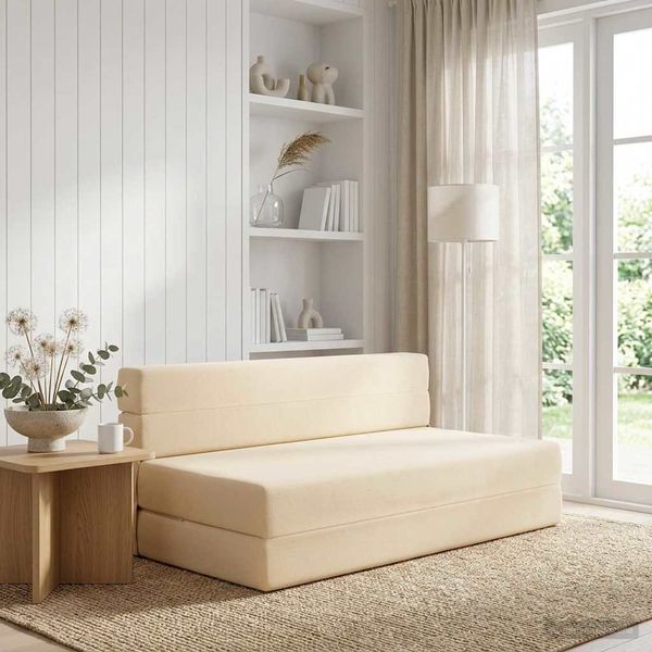vidaXL Klappsofa Bett Creme 152 x 86,5 x 60 cm Stoff 900133