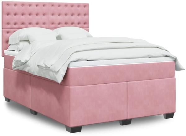 vidaXL Boxspringbett mit Matratze Rosa 140x200 cm Samt 3293247