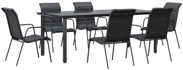 vidaXL 7-tlg. Garten-Essgruppe Schwarz Stahl und Textilene 3200716