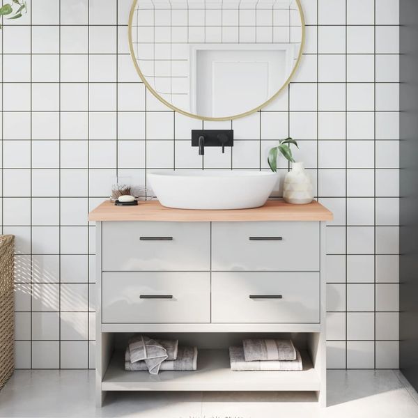 vidaXL Waschtischplatte 100x40x(2-4) cm Massivholz Unbehandelt 3156033