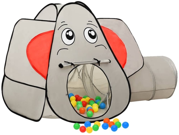 vidaXL Spielzelt in Elefanten-Form mit 250 Bällen, Stoff grau 174 x 86 x 101 cm