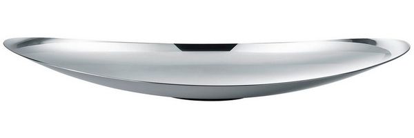 blomus Schüssel Flache Schale -ONDEA- Dekorationsschale, Farbe Edelstahl flach, Edelstahl poliert, Scandi-Style, schwungvolles Design
