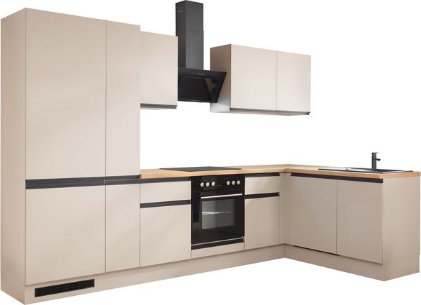 BASIC by Balculina Winkelküche Nizza B/H/T 310 x 211 x 60 cm, Breite 310 cm, wahlweise mit E-Geräten und Induktionskochfeld