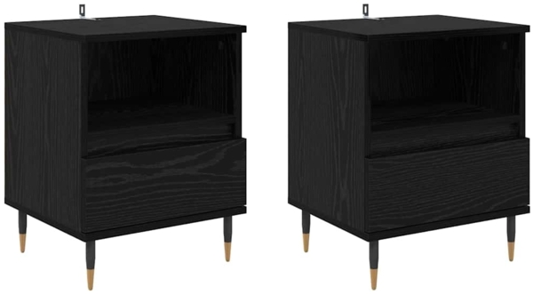 vidaXL Nachttisch 2 pcs Schwarz Eichen-Optik 40 x 35 x 50 cm 882654