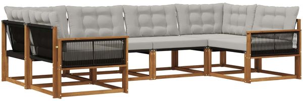 vidaXL Outdoor-Sofagarnitur mit Kissen 6 pcs Natürlich und Hellgrau 3381647 Bild 2