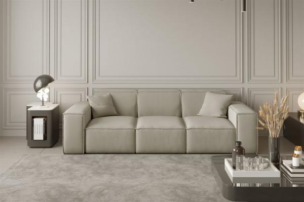 Sofa Designersofa CELES 3-Sitzer in Stoff Opera Velvet Creme