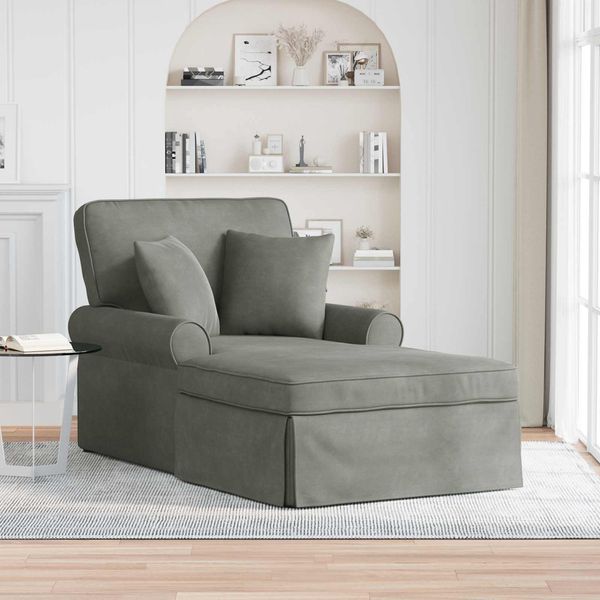 vidaXL Chaise Lounge mit Rock mit Kissen 3 pcs Hellgrau Cordstoff 42022948