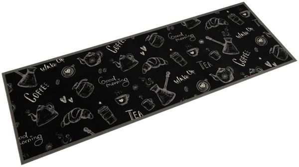 vidaXL Küchenteppich Waschbar Morgen Schwarz 60x180 cm Samt 4005585
