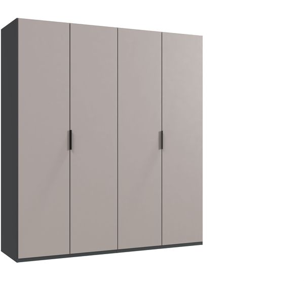 Falttürenschrank >OXFORD< in Saharagrau, Grafit - 200x216x58cm (BxHxT)