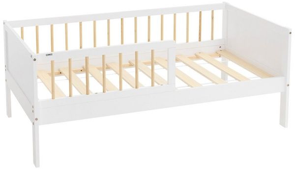 ML-DESIGN Kinderbett Bodenbett Juniorbett inkl. Lattenrost Einzelbett für Kinder Jugendbett, Junior-Bett mit Rausfallschutz Bettrahmen aus MDF / Kiefer