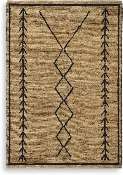 Casa Padrino Luxus Jute Teppich Beige / Schwarz 300 x 400 cm - Handgewebt