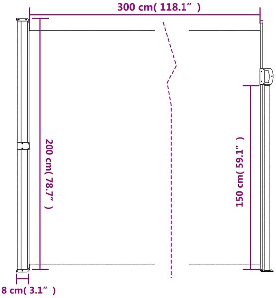 vidaXL Seitenmarkise Ausziehbar Creme 200x300 cm 4004355 Bild 10