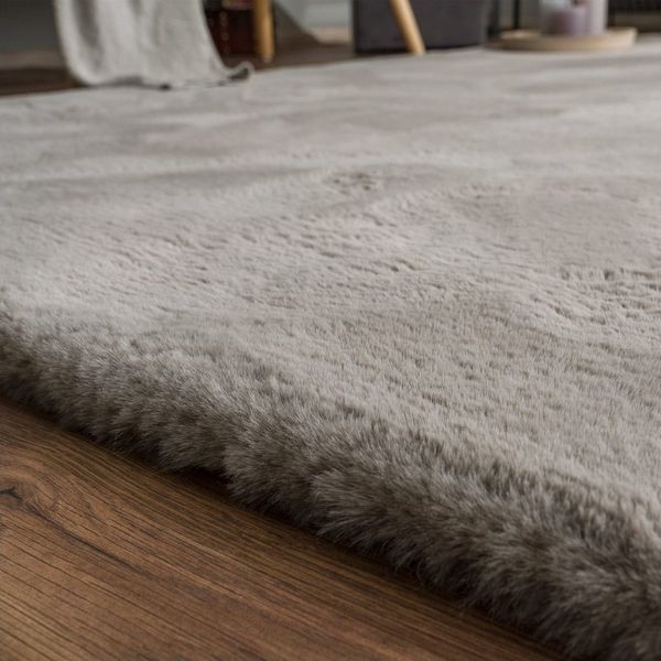 TT Home Teppich Diele, Esszimmer, Flur, Kinderzimmer, Schlafzimmer, Wohnzimmer, Rechteckig, Höhe: 39 mm, Wohnzimmer Hochflor Teppich Langflor Soft Kaninchenfell Fell Imitat We