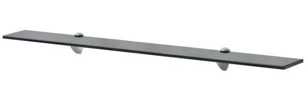 vidaXL Schwebendes Regal, Glas schwarz, 0,8 x 10 x 90 cm