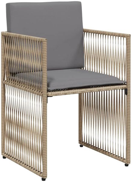 vidaXL 7-tlg. Garten-Essgruppe mit Kissen Beige Poly Rattan 369012 Bild 5
