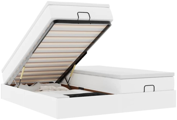 vidaXL Ottoman-Bett mit Matratzen Weiß 200x200 cm Kunstleder 3311230