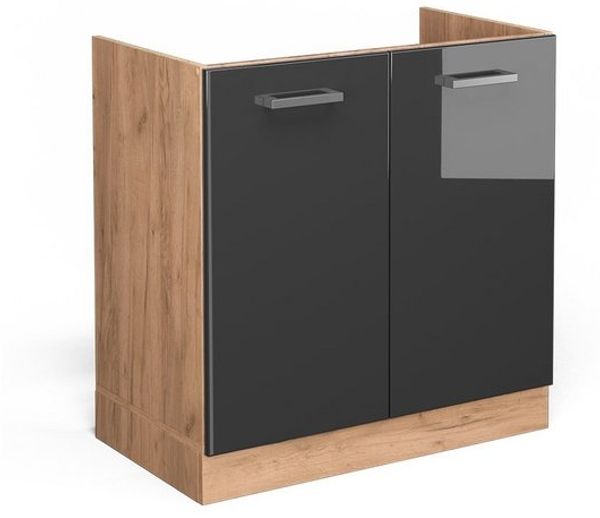 Spülenunterschrank R-Line Anthrazit Hochglanz 80 cm ohne Arbeitsplatte Vicco Bild 4