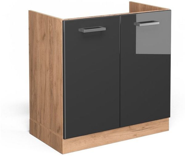 Spülenunterschrank R-Line Anthrazit Hochglanz 80 cm ohne Arbeitsplatte Vicco Bild 5