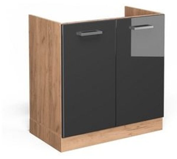 Spülenunterschrank R-Line Anthrazit Hochglanz 80 cm ohne Arbeitsplatte Vicco Bild 6