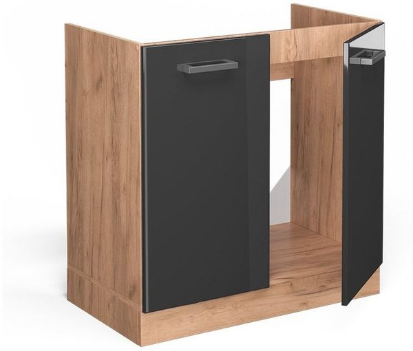 Spülenunterschrank R-Line Anthrazit Hochglanz 80 cm ohne Arbeitsplatte Vicco Bild 3