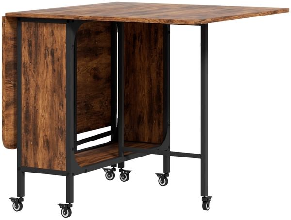 Klappbarer Esstisch, Mobiler Klapptisch für 6 Personen, mit Ablage, bis 50 kg belastbar, 130 x 80 x 74 cm, Rotbraun