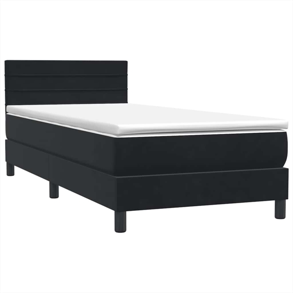 vidaXL Boxspringbett mit Matratze Schwarz 80x220 cm Samt 3317003 Bild 4