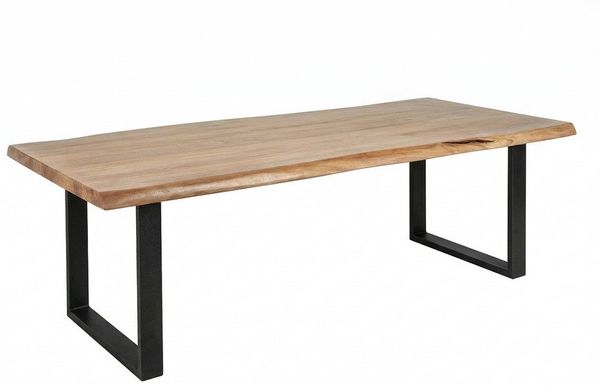 riess-ambiente Baumkantentisch MAMMUT 160cm natur/schwarz - Akazie, Massivholz, U-Gestell, Baumkante (Einzelartikel, 1-St), Industrial Design & bis zu 6 Personen – ideal für Dein Loft-Esszimmer