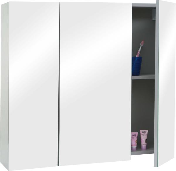 Spiegelschrank HWC-B19b, Badschrank Hängeschrank, 6 Regalböden hochglanz MVG-zertifiziert 70x80x16cm ~ grau