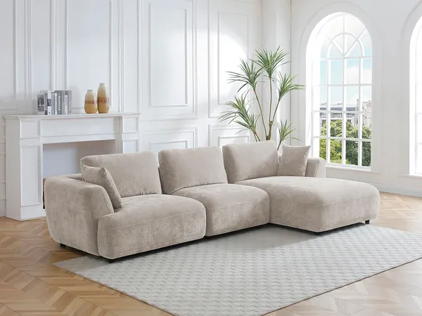 Vente-unique - TINDRALO Sofa Stoff Beige - B 167 cm x H 76 cm x L 303 cm