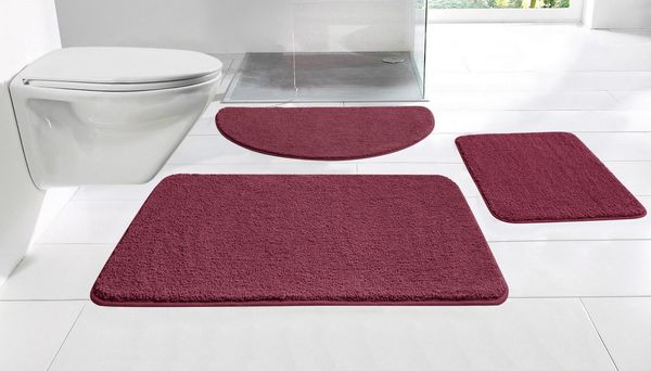 OTTO home Badematte Regona, Badteppich, Badvorleger, Badezimmer Teppich, Höhe 15 mm, rutschhemmend beschichtet, schnell trocknend, strapazierfähig, fußbodenheizungsgeeignet, Polyester, halbrund, Uni Farben, besonders weich, als rechteckig und halbrund ...