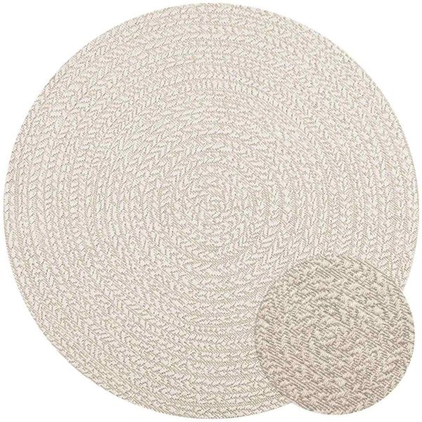 vidaXL Teppich ZIZUR Creme Ø 120 cm Jute-Optik Indoor und Outdoor 4010385