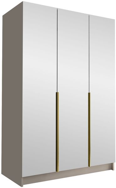 Mirjan24 'Cikzori' Kleiderschrank mit Einlegeböden und Kleiderstange, 3-türig, Laminatplatte, 215 x 58 x 150 cm, Cashmere / Gold, mit Spiegelfront Bild 3