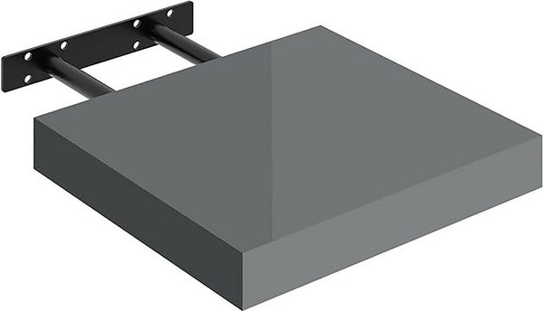 WOLTU Wandregal Regal Wand Schweberegal Regalbrett Wandboard mit Metallhalterung, unsichtbare Montage, für Küche Badezimmer Wohnzimmer Schlafzimmer, aus MDF, Hochglänzend Grau, 100 x 22,9 x 3,8 cm