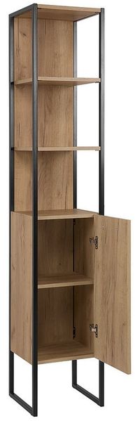 Lomadox Hochschrank MANHATTAN-56 Industrial-Design in Gold Craft Oak/schwarz B/H/T ca. 35/185/33cm