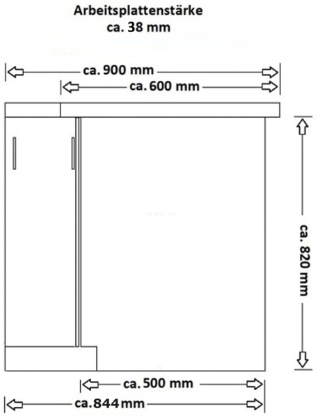 Winkelküche ARONA 280x270 cm Küchenzeile Eckküche Küche Kaschmir beige + Schwarz Bild 9