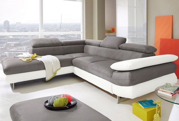 COTTA Ecksofa Solution L-Form, mit Arm- & Kopfteilverstellung, wahlweise mit Bettfunktion