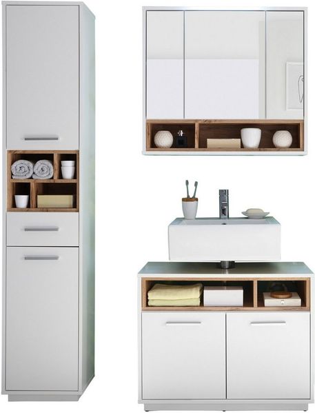 BASIC by Balculina Badmöbel-Set Mila, Badezimmerset BxHxT 118x191x40 cm, (3-St), Breite 118 cm,Badezimmerset 3-tlg, FSC-Mix 70%