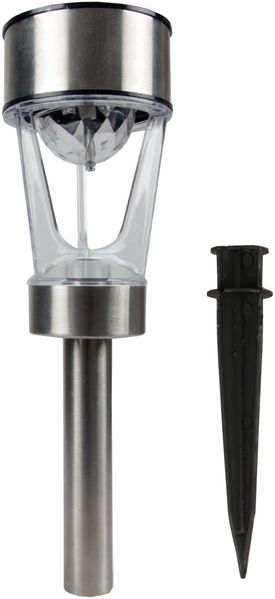 LED Solarleuchte in Farbe Weiß / rotierender Kopf mit Farbwechsel ( ca. 37cm hoch ) LED Solarlampe mit Steckspieß