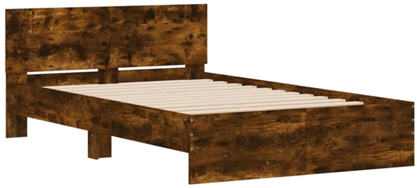 vidaXL Bettgestell mit Kopfteil LED-Beleuchtung Räuchereiche 140x190cm 3207627 Bild 5