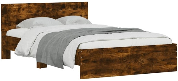 vidaXL Bettgestell mit Kopfteil LED-Beleuchtung Räuchereiche 140x190cm 3207627 Bild 4