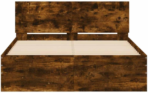 vidaXL Bettgestell mit Kopfteil LED-Beleuchtung Räuchereiche 140x190cm 3207627 Bild 6