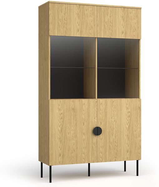AX LIVING Vitrine für Wohnzimmer Brunelli 106,6 cm Eiche Baltic/Glas