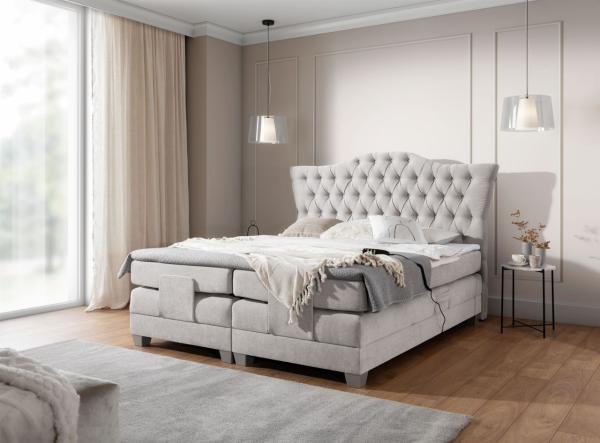 Boxspringbett Elektrisch Bett FAUSTO 140x200cm in Stoff Wind Grau