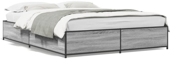 vidaXL Bettgestell Grau Sonoma 150x200 cm Holzwerkstoff und Metall 3279840