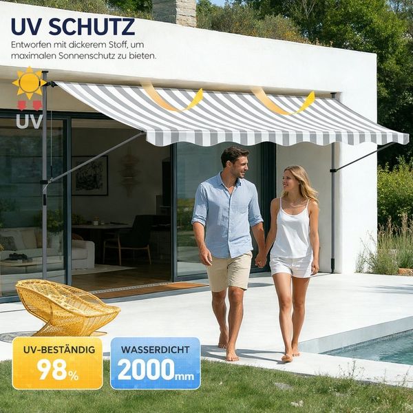 Ferghana Klemmmarkise Klemmmarkise Ohne Bohren, Balkonmarkise Höhenverstellbar (Sonnenschutz Wasserdicht UV-beständig, Sonnenmarkise für Terrasse Balkon Garten) Sichtschutz Markise