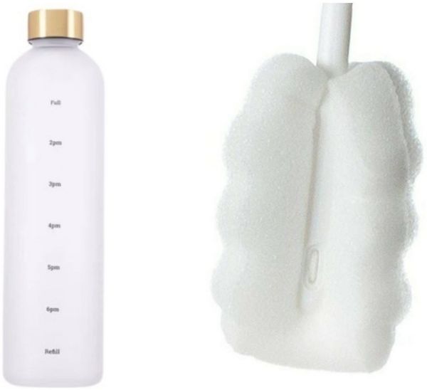 Botells Trinkflasche Wasserflasche 1l, Trink Motivations Skala, leicht auslaufsicher edel, Kohlensäure geeignet, Schule, Beruf, Sport, Freizeit