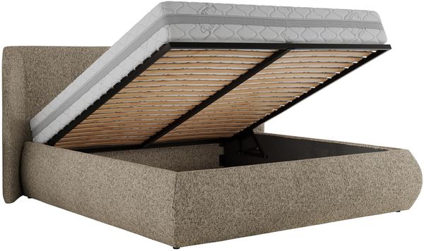 Polsterbett mit Lattenrost, Doppelbett Bettkasten, Bettgestell mit Gasdruckfeder - CAELA CLASSIC - 180 x 200 cm - Dunkelbeige Struktur Bild 6