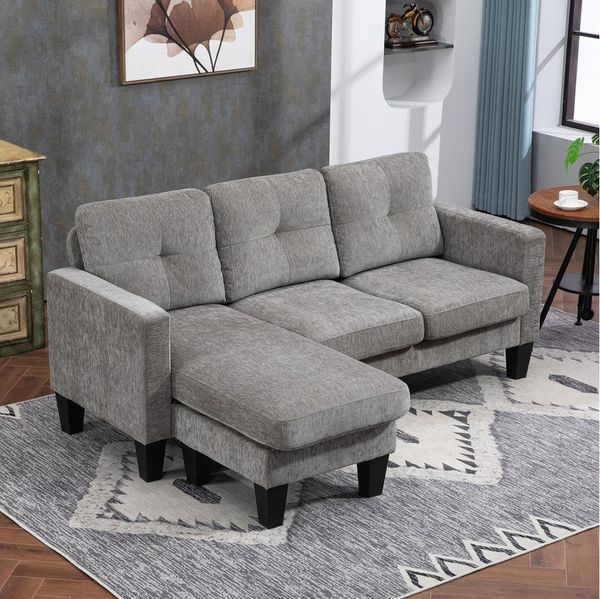 HOMCOM Ecksofa Eckcouch in L-Form, Eckgarnitur, 3-Sitzer-Sofa 1 Teile, für Wohnzimmer, Braun