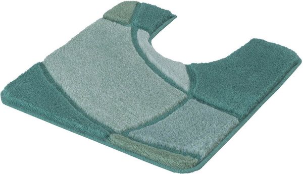Kleine Wolke Badematte Kent, Badvorleger, Badezimmer Teppich, Höhe 20 mm, rutschhemmend beschichtet, fußbodenheizungsgeeignet, Polyacryl, rechteckig, WC Vorleger mit Ausschnitt, Badteppich, modernes Design, Hoch-Tief Effekt