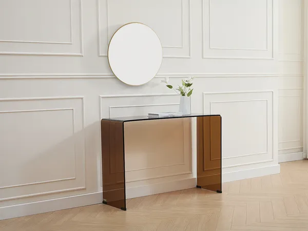 Vente-unique - ALONZO Konsole Glas TransparentBraun - B 35 cm x H 75 cm x L 110 cm